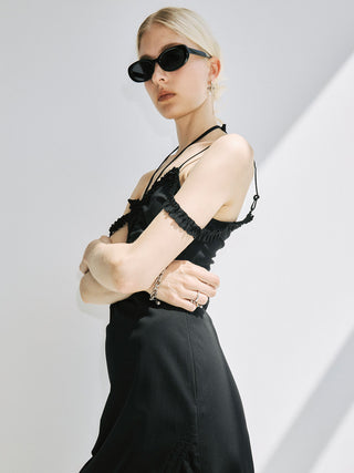 GATHER DRAWSTRING CAMI DRESS