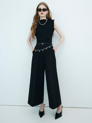 WASH WOOL WIDE PANTS