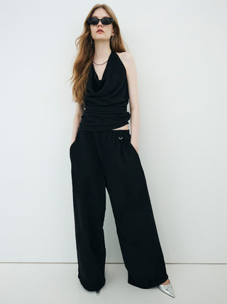 LACE EMBROIDERY SWEATER PANTS
