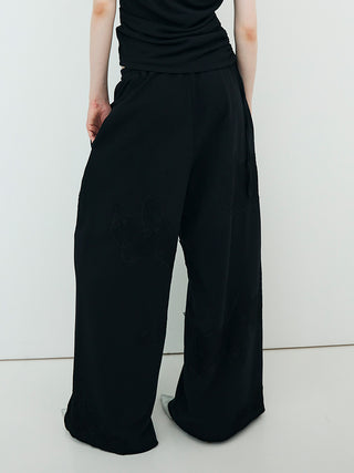 LACE EMBROIDERY SWEATER PANTS