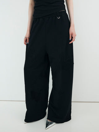 LACE EMBROIDERY SWEATER PANTS