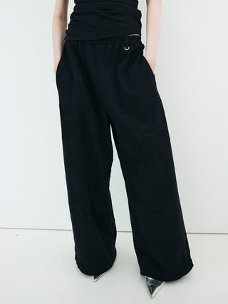 LACE EMBROIDERY SWEATER PANTS