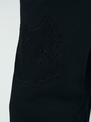 LACE EMBROIDERY SWEATER PANTS