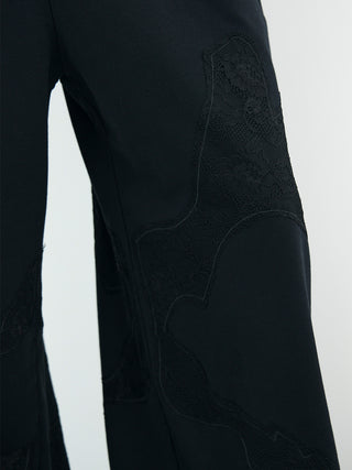 LACE EMBROIDERY SWEATER PANTS