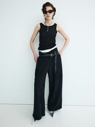 LACE EMBROIDERY SWEATER PANTS