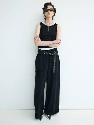 LACE EMBROIDERY SWEATER PANTS