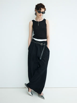LACE EMBROIDERY SWEATER PANTS