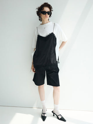 COTTON TWILL WIDE SHORTS