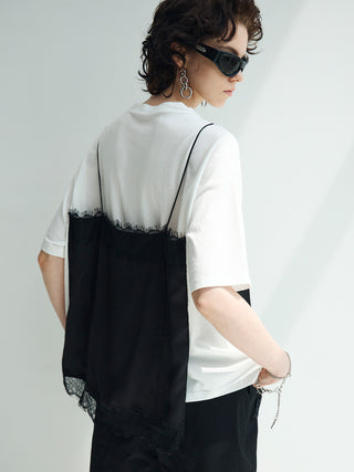 LACE CAMI TRIM TSHIRT