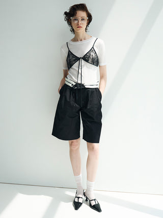COTTON TWILL WIDE SHORTS