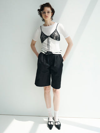 COTTON TWILL WIDE SHORTS