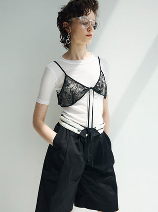 COTTON TWILL WIDE SHORTS