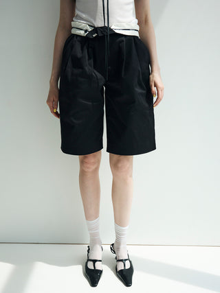 COTTON TWILL WIDE SHORTS
