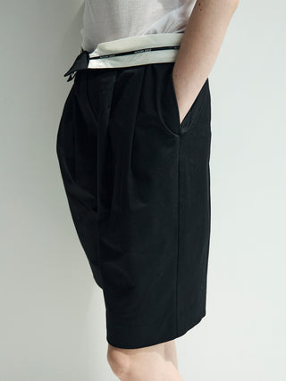 COTTON TWILL WIDE SHORTS