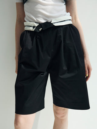 COTTON TWILL WIDE SHORTS