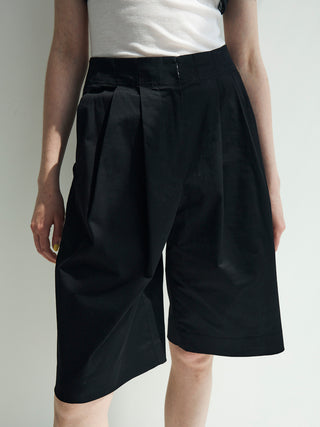 COTTON TWILL WIDE SHORTS