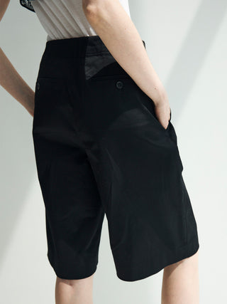 COTTON TWILL WIDE SHORTS