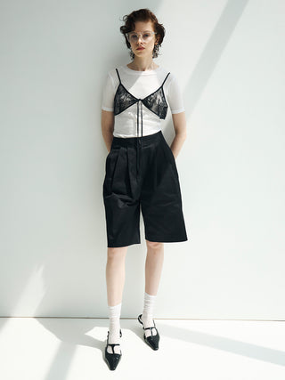 COTTON TWILL WIDE SHORTS