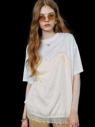 LACE CAMI TRIM TSHIRT