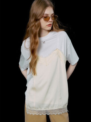 LACE CAMI TRIM TSHIRT