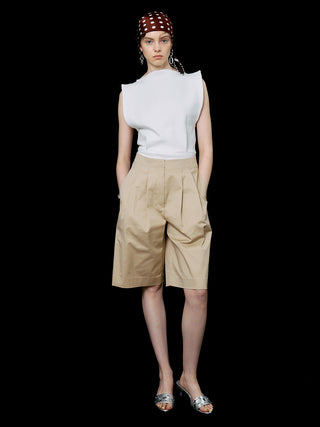 COTTON TWILL WIDE SHORTS