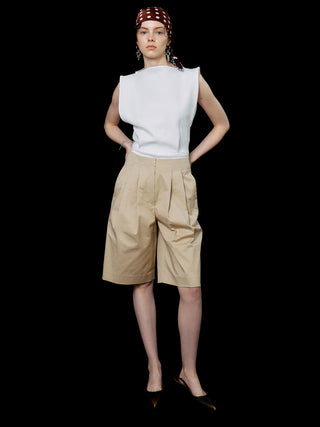 COTTON TWILL WIDE SHORTS