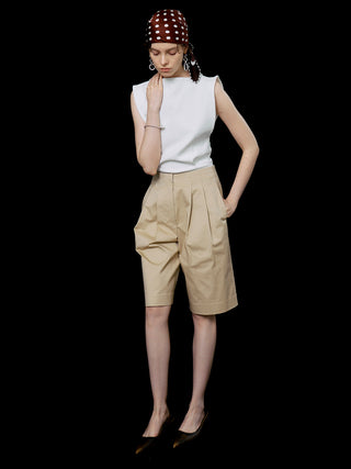 COTTON TWILL WIDE SHORTS