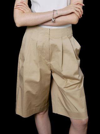 COTTON TWILL WIDE SHORTS