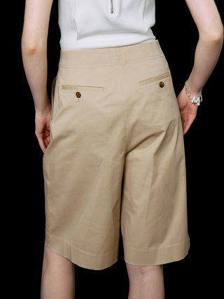 COTTON TWILL WIDE SHORTS
