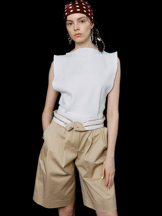 COTTON TWILL WIDE SHORTS