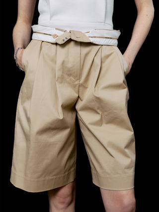 COTTON TWILL WIDE SHORTS
