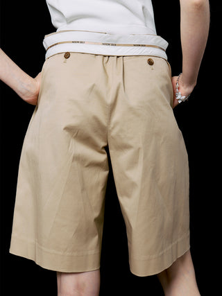 COTTON TWILL WIDE SHORTS