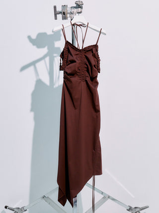 GATHER DRAWSTRING CAMI DRESS