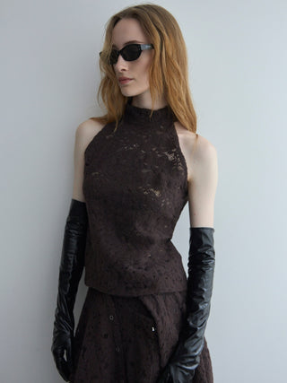 LIQUIED LACE HIGH NECK