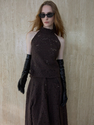 LIQUIED LACE HIGH NECK