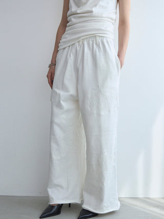 LACE EMBROIDERY SWEATER PANTS