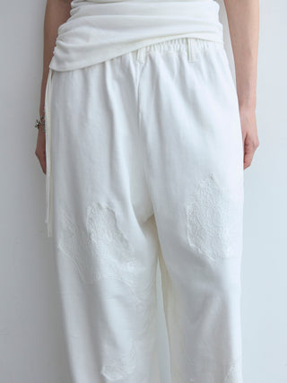 LACE EMBROIDERY SWEATER PANTS
