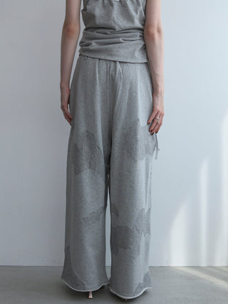 LACE EMBROIDERY SWEATER PANTS