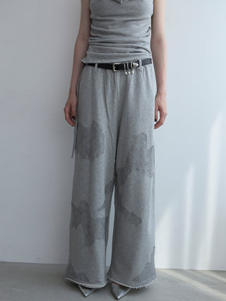 LACE EMBROIDERY SWEATER PANTS