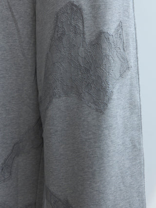LACE EMBROIDERY SWEATER PANTS