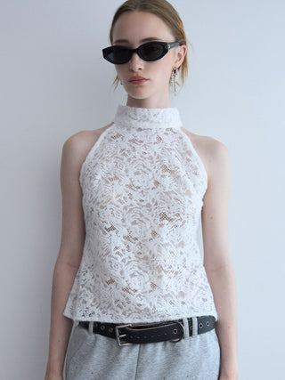 LIQUIED LACE HIGH NECK