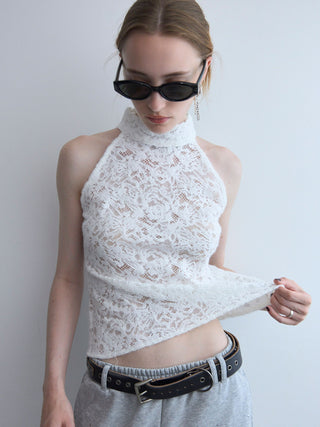 LIQUIED LACE HIGH NECK