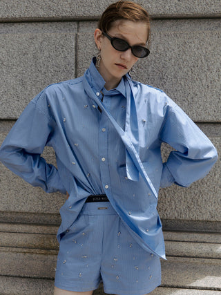 REPOS OVER BOWTIE SHIRT with BIJOU