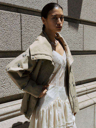 COTTON 2WAY BLOUSON with BIJOU