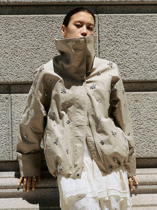 COTTON 2WAY BLOUSON with BIJOU