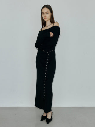 OFF-SHOULDER DRAPE JERSEY DRESS