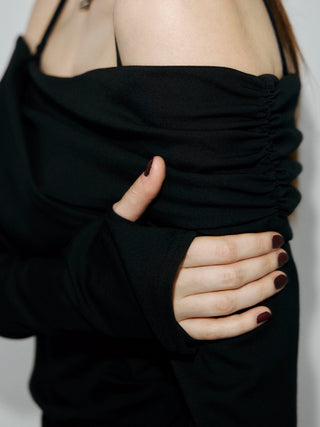 OFF-SHOULDER DRAPE JERSEY DRESS