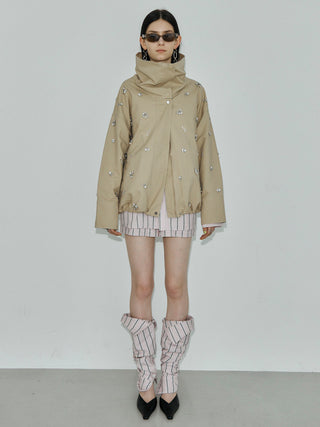 COTTON 2WAY BLOUSON with BIJOU