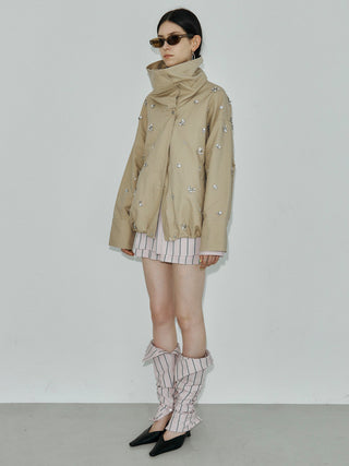 COTTON 2WAY BLOUSON with BIJOU