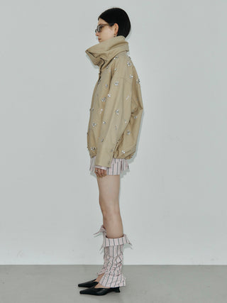 COTTON 2WAY BLOUSON with BIJOU